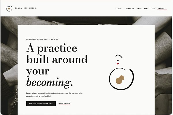 Doula in Heels — site screenshot
